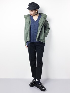 「SEVENDAYS=SUNDAY（セブンデイズサンデイ）のアイテム（その他アウター）」を使った、田中彩央里さん（レディース・158cm）の冬コーディネート