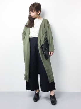 「RAY CASSIN（レイカズン）のアイテム（その他アウター）」を使った、田中彩央里さん（レディース・158cm）の冬コーディネート