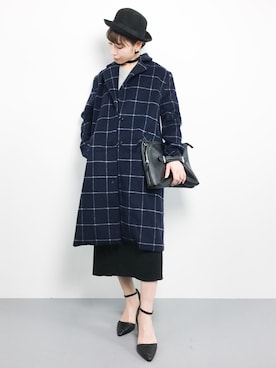 「aimoha（アイモハ）のアイテム（ジャケット/アウター）」を使った、田中彩央里さん（レディース・158cm）の冬コーディネート