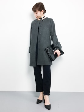 「Doux archives（ドゥアルシーヴ）のアイテム（その他アウター）」を使った、田中彩央里さん（レディース・158cm）の冬コーディネート