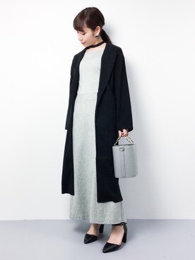 「COLONY 2139（コロニートゥーワンスリーナイン）のアイテム（チェスターコート）」を使った、田中彩央里さん（レディース・158cm）の冬コーディネート