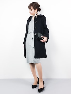 「Aラインコート」｜「アイテム（ステンカラーコート）」を使った、田中彩央里さん（レディース・158cm）の冬コーディネート