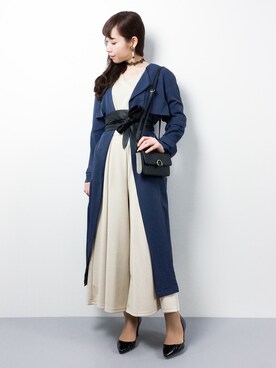 「TIENS ecoute（ティアンエクート）のアイテム（ジャケット/アウター）」を使った、田中彩央里さん（レディース・158cm）の冬コーディネート