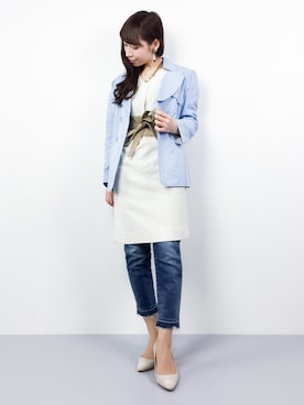 「MISCH MASCH（ミッシュマッシュ）のアイテム（トレンチコート）」を使った、田中彩央里さん（レディース・158cm）の冬コーディネート