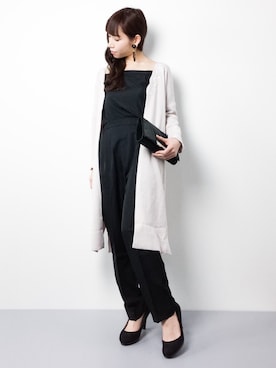 「JILL by JILL STUART（ジルバイジルスチュアート）のアイテム（カーディガン/ボレロ）」を使った、田中彩央里さん（レディース・158cm）の冬コーディネート