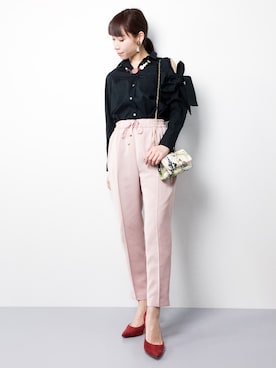「Ted Baker（テッドベーカー）のアイテム」を使った、田中彩央里さん（レディース・158cm）の冬コーディネート