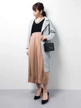 「RAY CASSIN（レイカズン）のアイテム（その他アウター）」を使った、田中彩央里さん（レディース・158cm）の冬コーディネート