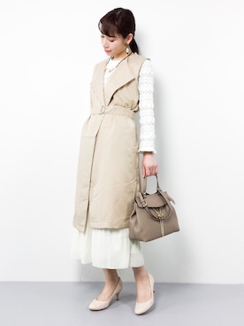 「coca（coca）（コカ）のアイテム（トレンチコート）」を使った、田中彩央里さん（レディース・158cm）の冬コーディネート