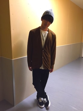 「Confirm（コンファーム）のアイテム（帽子）」を使った、コンファーム・イルズ 橿原さん（メンズ・170cm）の秋コーディネート