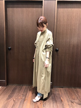 「スリット」｜「アイテム（シャツワンピース）」を使った、mis.さん（レディース・149cm）の夏コーディネート