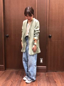 「NOMBRE IMPAIR（ノンブルアンペール）のアイテム（ノーカラージャケット）」を使った、mis.さん（レディース・149cm）の冬コーディネート