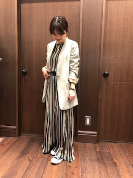 「NOMBRE IMPAIR（ノンブルアンペール）のアイテム（ノーカラージャケット）」を使った、mis.さん（レディース・149cm）の冬コーディネート