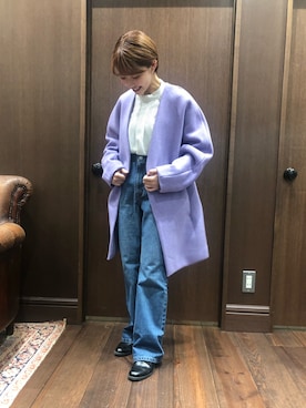 「NOMBRE IMPAIR（ノンブルアンペール）のアイテム（ノーカラーコート）」を使った、mis.さん（レディース・149cm）の秋コーディネート