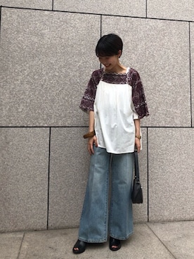 「NOMBRE IMPAIR（ノンブルアンペール）のアイテム（サンダル）」を使った、mis.さん（レディース・149cm）の夏コーディネート