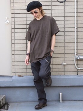 「秋のブラウンスタイル」｜「アイテム（ハンチング/ベレー帽）」を使った、uさん（メンズ・175cm）の秋コーディネート