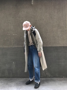 「LEE」｜「アイテム（トレンチコート）」を使った、アソウさん（レディース・165cm）の秋コーディネート