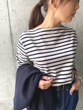 「マリン」｜「アイテム（アナログ腕時計）」を使った、きゃろりすさん（レディース・153cm）の春コーディネート