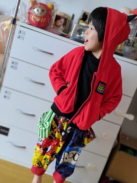 「PARTY PARTY（パーティーパーティー）のアイテム」を使った、はーて。さん（キッズ・110cm）の冬コーディネート