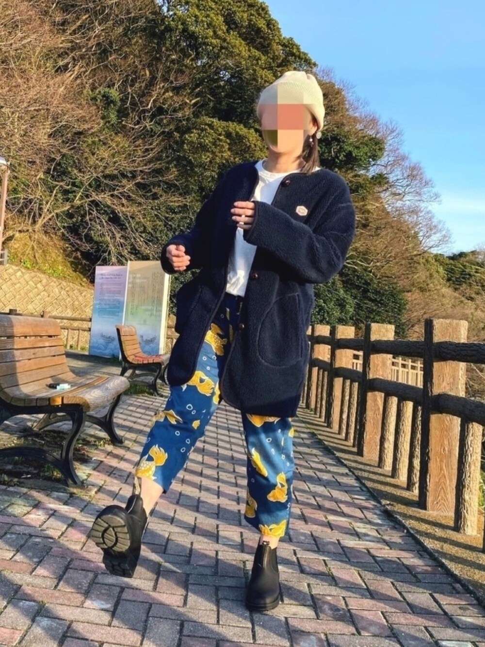「パステル映える春、大人カジュアル、パンツスタイル、おしゃれさんと繋がりたい、休日スタイル、ビッグシルエット、オーバーサイズ、ラフ、牡蠣小屋、ロンT」｜「crepusculeの＜crepuscule＞COTTON KNIT CAP Ⅱ/ニットキャップΨ（ニットキャップ/ビーニー、ベージュ系）」を使った、Chance♡さん（レディース・160cm）の春コーディネートの1枚目の写真