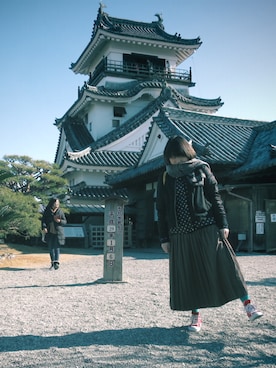 「MONKI（モンキ）のアイテム（マフラー）」を使った、K Fungさん（レディース・162cm）の冬コーディネート