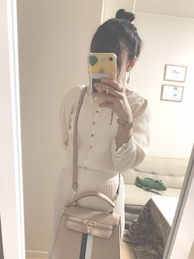 「アイテム（アナログ腕時計、ピンク系）」を使った、うミ𓆉*さん（レディース・152cm）の春コーディネート