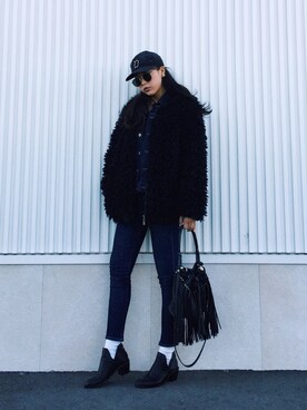 「インディゴデニム」｜「アイテム（その他アウター）」を使った、PEPEさん（レディース・164cm）の冬コーディネート