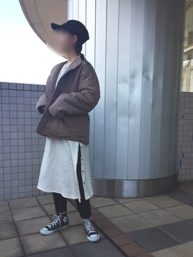 「Auntie Rosa Holiday（アンティローザホリデー）のアイテム（ブルゾン）」を使った、Natsumiさん（レディース・159cm）の冬コーディネート