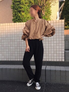 「Auntie Rosa Holiday（アンティローザホリデー）のアイテム（その他パンツ）」を使った、Natsumiさん（レディース・159cm）の秋コーディネート