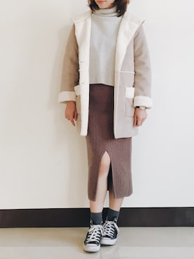 「STARMIMI（スターミミ）のアイテム」を使った、+Hさん（レディース・165cm）の冬コーディネート