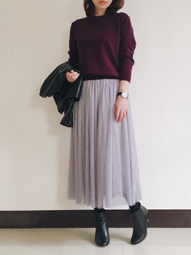 「STARMIMI（スターミミ）のアイテム」を使った、+Hさん（レディース・165cm）の冬コーディネート