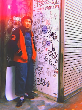 「BLUE BLUE（ブルーブルー）のアイテム（オールインワン・サロペット）」を使った、Ricky さん（メンズ・173cm）の秋コーディネート