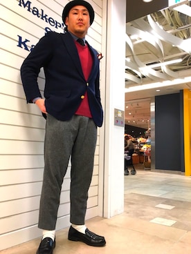 「BLUE BLUE（ブルーブルー）のアイテム（帽子）」を使った、Ricky さん（メンズ・173cm）の秋コーディネート