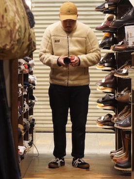 「FILSON（フィルソン）のアイテム（キャップ）」を使った、Ricky さん（メンズ・173cm）の冬コーディネート