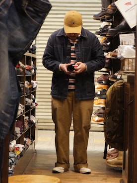 「FILSON（フィルソン）のアイテム（キャップ）」を使った、Ricky さん（メンズ・173cm）の冬コーディネート