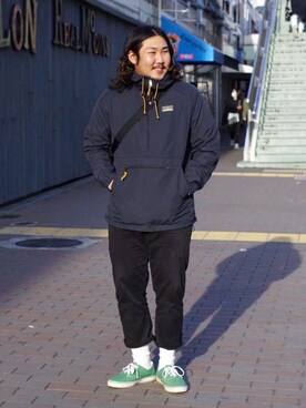 「アイテム（マウンテンパーカー）」を使った、Ricky さん（メンズ・173cm・20代）の冬コーディネート