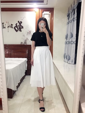 「黑白配」｜小樱Irisさん（レディース・163cm）の夏コーディネート