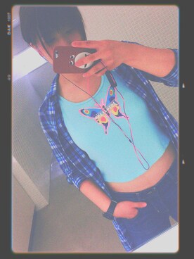 「blue」｜「アイテム（その他アウター）」を使った、momo☺︎さん（レディース・156cm）の秋コーディネート