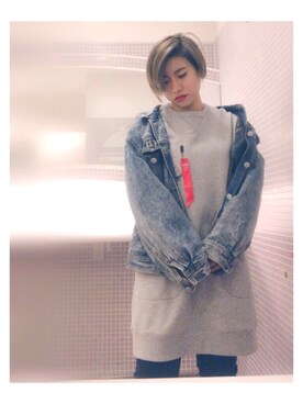 「Alpha Industries（アルファインダストリーズ）のアイテム（スウェット）」を使った、momo☺︎さん（レディース・156cm）の冬コーディネート