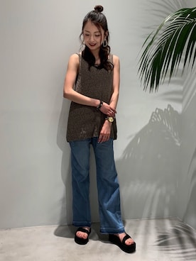 「Teva（テバ）のTeva / プラットフォーム ユニバーサル（サンダル）」を使った、ayaさん（レディース・160cm）の夏コーディネート