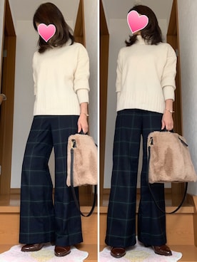 「オフタートルニット」｜Rieさん（レディース・154cm）の冬コーディネート