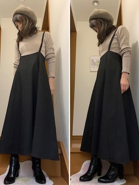 「FREE'S MART（フリーズマート）のアイテム（ジャンパースカート）」を使った、Rieさん（レディース・154cm）の冬コーディネート