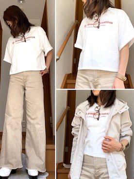 「グラフィックＴ」｜「アイテム（マウンテンパーカー）」を使った、Rieさん（レディース・154cm）の春コーディネート