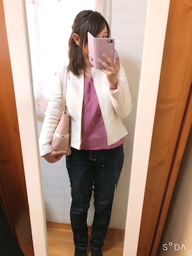 「index（インデックス）のアイテム（ノーカラージャケット）」を使った、cacoさん（レディース・160cm）の春コーディネート