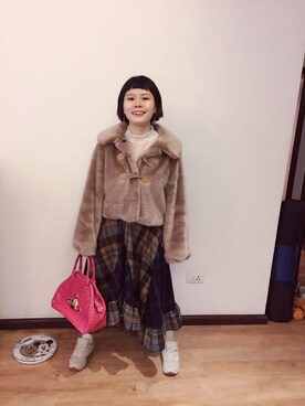 「dazzlin（ダズリン）のアイテム（その他アウター）」を使った、桔汁🐰さん（レディース・158cm）の冬コーディネート