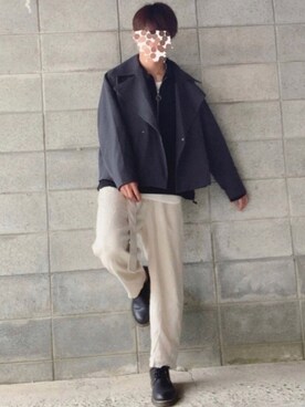 「tk.TAKEO KIKUCHI（ティーケータケオキクチ）のアイテム（トレンチコート）」を使った、uchiさん（メンズ・177cm）の秋コーディネート