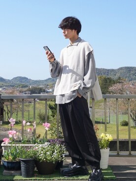 「Adoon plain（アドーンプレーン）のアイテム（ベスト）」を使った、uchiさん（メンズ・177cm）の春コーディネート