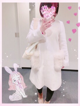 「ピンクコート」｜「アイテム（その他アウター）」を使った、ＲIEさん（レディース・154cm）の秋コーディネート