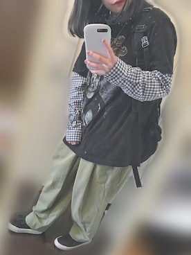 「𖤐のアイテム（ネックレス、シルバー系）」を使った、則巻さん（レディース・153cm）の春コーディネート