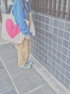 「ehka sopo（エヘカソポ）のリバーシブルMA-1（ジャケット/アウター、ブルー系）」を使った、則巻さん（レディース・153cm）の冬コーディネート