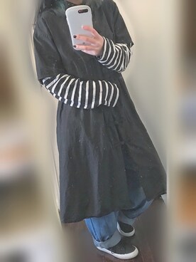 「だぼだぼ」｜「アイテム（ワンピース/ドレス）」を使った、則巻さん（レディース・153cm）の春コーディネート